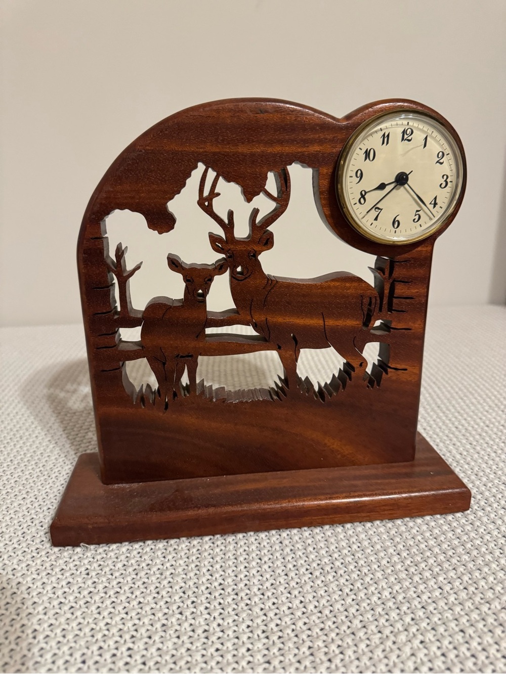 Woodland Deer Mantel Clock - Brown